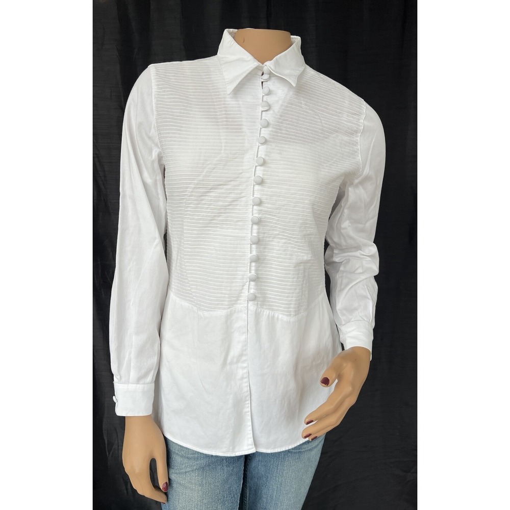 Anne Fontaine White Lisa Plisse Tunic Shirt Size 2